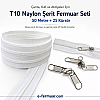 Çanta ve Kılıf Üretimi İçin T10 Naylon Şerit Fermuar Seti – 50 Metre + 25 Kürsör ST-0009T10-50M25C