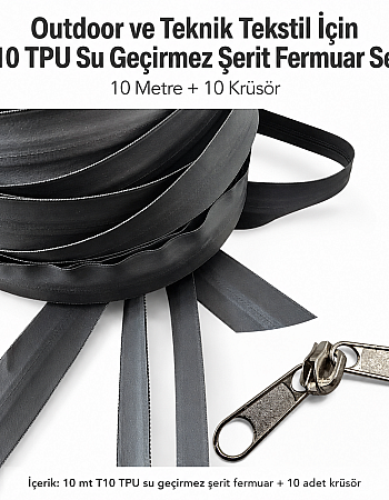 T10 TPU Water-Resistant Zipper Chain Set 10 m + 10 Sliders ST-0010