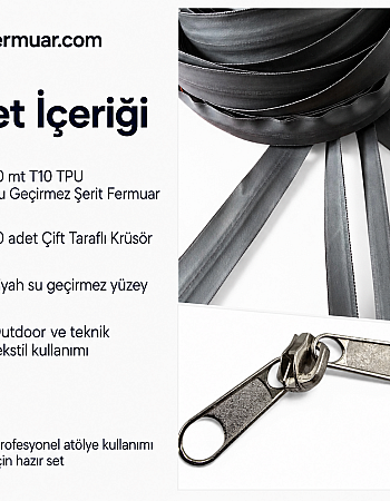 T10 TPU Water-Resistant Zipper Chain Set 10 m + 10 Sliders ST-0010