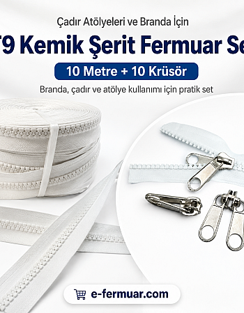 #9 Molded Plastic Zipper Chain Set for Tarpaulin & Tent Workshops – 10 m / 32.81 ft + 10 Sliders ST-0012