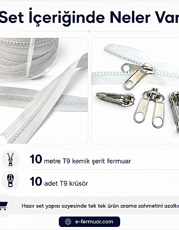 #9 Molded Plastic Zipper Chain Set for Tarpaulin & Tent Workshops – 10 m / 32.81 ft + 10 Sliders ST-0012