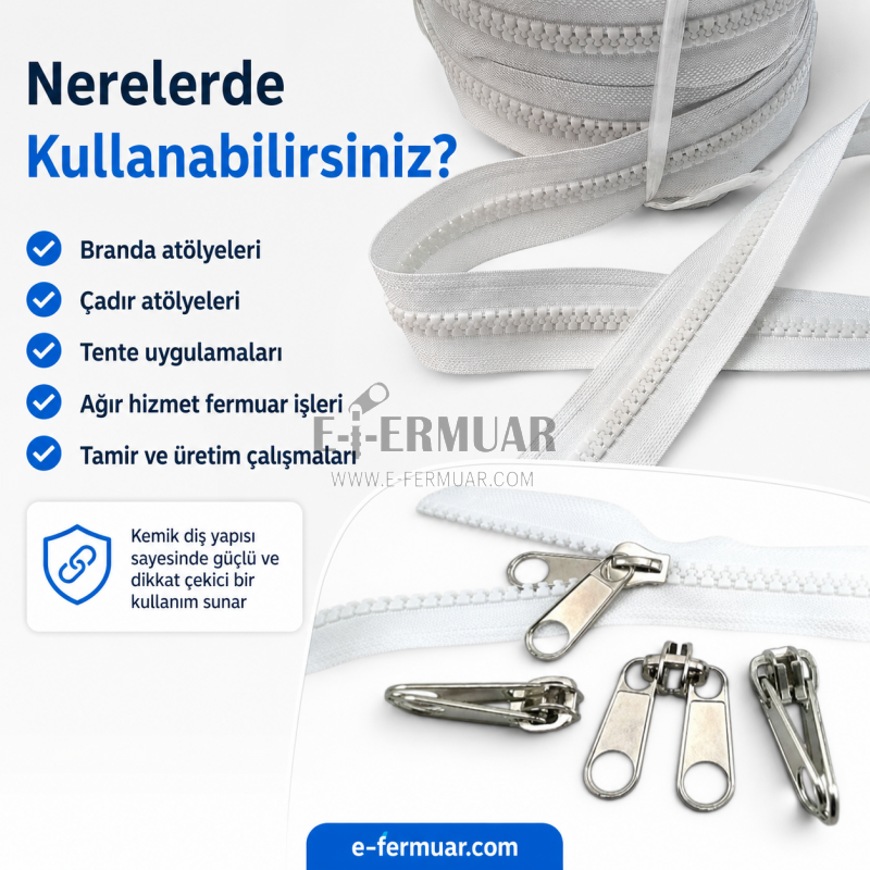 T9 Bone Strip Zipper Set for Tarpaulin and Tent Workshops – 10 Meters + 10 Trimmers - ST-0012