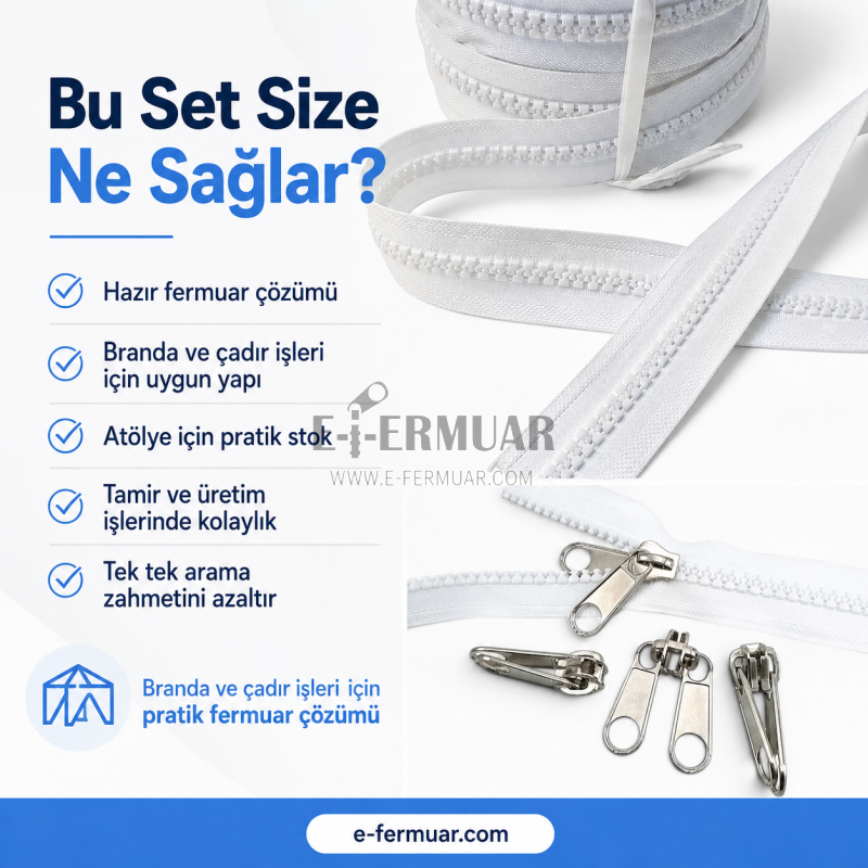 T9 Bone Strip Zipper Set for Tarpaulin and Tent Workshops – 10 Meters + 10 Trimmers - ST-0012