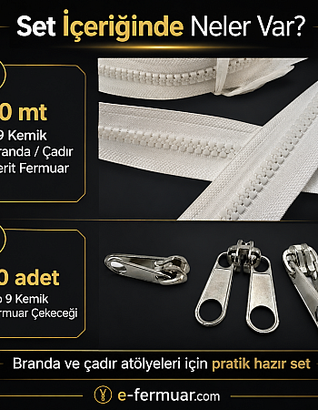 Tarpaulin and Tent Workshops Chunky Zipper Tape Set #5 – 10 Metres + 10 Sliders - ST-0012