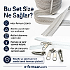 20m uzunluğunda dayanıklı T9 kemik şerit fermuar ve 10 krüsör içeren set.