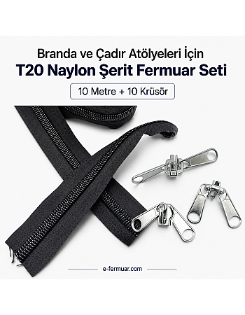 #10 Nylon Zipper Chain Set for Tarpaulin & Tent Work – 10 m / 32.81 ft + 10 Sliders ST-0013