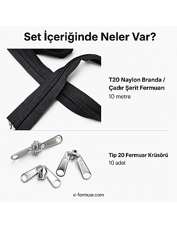 #10 Nylon Zipper Chain Set for Tarpaulin & Tent Work – 10 m / 32.81 ft + 10 Sliders ST-0013