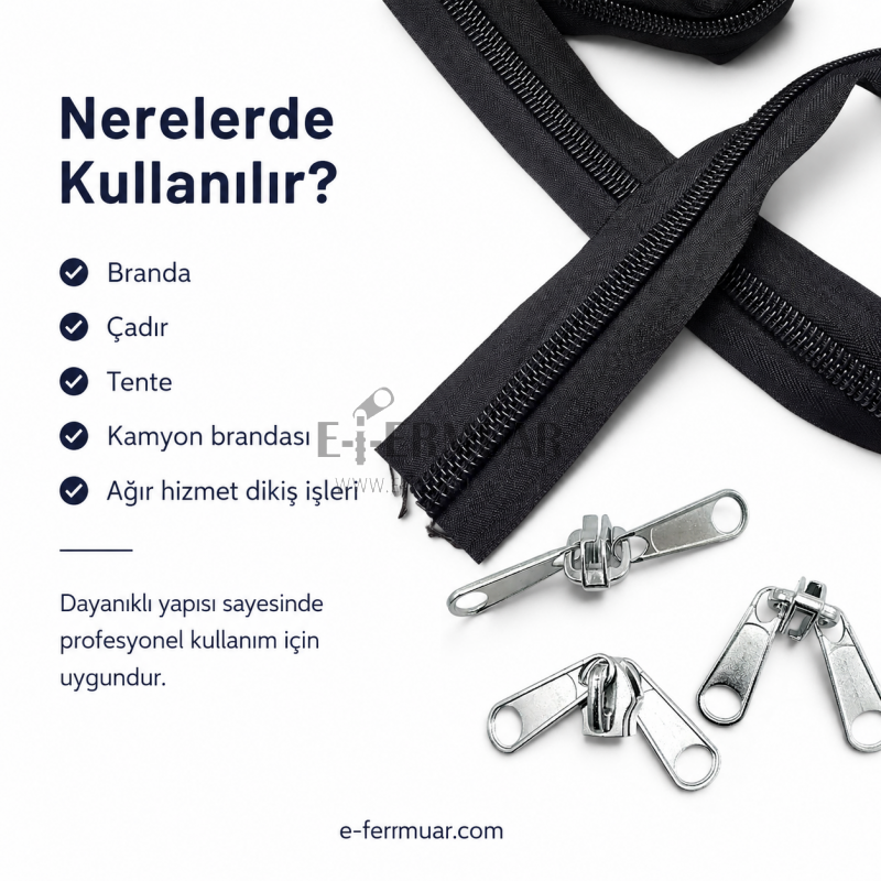 #10 Nylon Zipper Chain Set for Tarpaulin & Tent Work – 10 m / 32.81 ft + 10 Sliders ST-0013