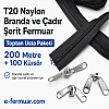 200 metre uzunluğundaki T20 naylon fermuar ve 100 krüsör içerir.