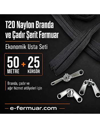 #10 Nylon Zipper Chain Set for Tarpaulin & Tent Workshops – 50 m / 164.04 ft + 25 Sliders ST-0013T20-50M25C