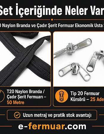 #10 Nylon Zipper Chain Set for Tarpaulin & Tent Workshops – 50 m / 164.04 ft + 25 Sliders ST-0013T20-50M25C