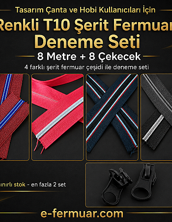 Colourful #5 Zipper Tape Trial Set for Design Bag and Hobby Users - 8 Metres + 8 Sliders - ST-0014