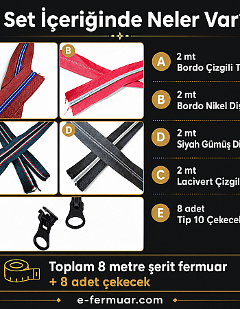 Colourful #5 Zipper Tape Trial Set for Design Bag and Hobby Users - 8 Metres + 8 Sliders - ST-0014