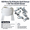 Atölyeler İçin Tip 10 Naylon Şerit Fermuar Orta Seviye Seti – 100 Metre + 50 Tek Elcikli Kürsör ST-T10T-NAYLON-100M50C