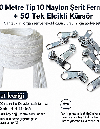 N5 / #5 Nylon Zipper Chain Workshop Set – 100 m / 328.08 ft + 50 Single-Pull Sliders ST-T10T-NAYLON-100M50C