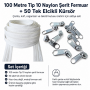 Atölyeler İçin Tip 10 Naylon Şerit Fermuar Orta Seviye Seti – 100 Metre + 50 Tek Elcikli Kürsör ST-T10T-NAYLON-100M50C