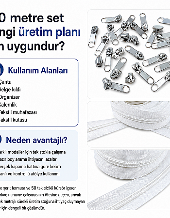 N5 / #5 Nylon Zipper Chain Workshop Set – 100 m / 328.08 ft + 50 Single-Pull Sliders ST-T10T-NAYLON-100M50C
