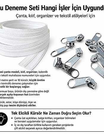N5 / #5 Nylon Zipper Chain Trial Set for Workshops – 10 m / 32.81 ft + 10 Single-Pull Sliders ST-T10T-NAYLON-10M10C