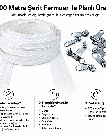 5 / #5 Nylon Zipper Chain Production Set for Workshops – 200 m / 656.17 ft + 100 Single-Pull Sliders ST-T10T-NAYLON-200M100C