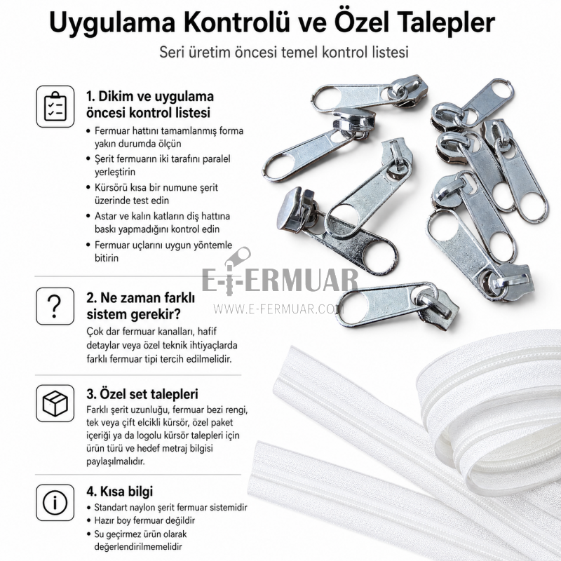 Atölyeler İçin Tip 10 Naylon Şerit Fermuar Orta Seviye Seti – 200 Metre + 100 Tek Elcikli Kürsör ST-T10T-NAYLON-200M100C