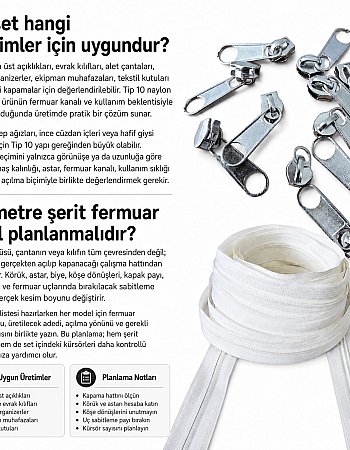 Atölyeler İçin Tip 10 Naylon Şerit Fermuar Orta Seviye Seti – 50 Metre + 25 Tek Elcikli Kürsör ST-T10T-NAYLON-50M25C