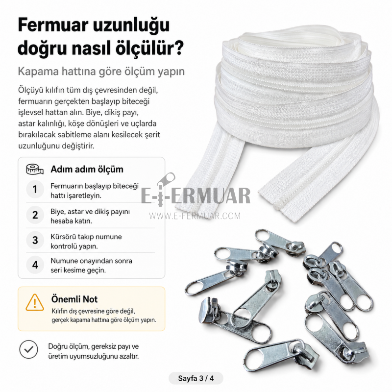 Kırlent ve Yastık Kılıfları İçin Tip 5 Naylon Şerit Fermuar Orta Seviye Seti – 100 Metre + 200 Tek Elcikli Kürsör ST-T5T-NAYLON-100M200K