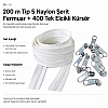 Kırlent ve Yastık Kılıfları İçin Tip 5 Naylon Şerit Fermuar Üst Seviye Seti – 200 Metre + 400 Tek Elcikli Kürsör ST-T5T-NAYLON-200M400K