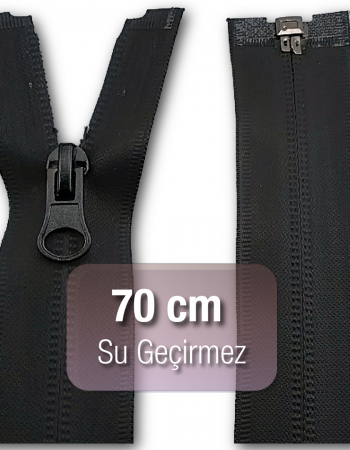 70 cm / 0,76 yrd Waterproof Jacket Zipper Black F0006TPU