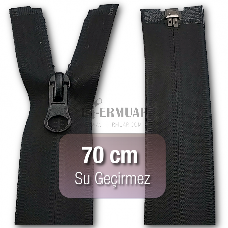 70 cm Su Geçirmez Mont Fermuarı Siyah F0006TPU