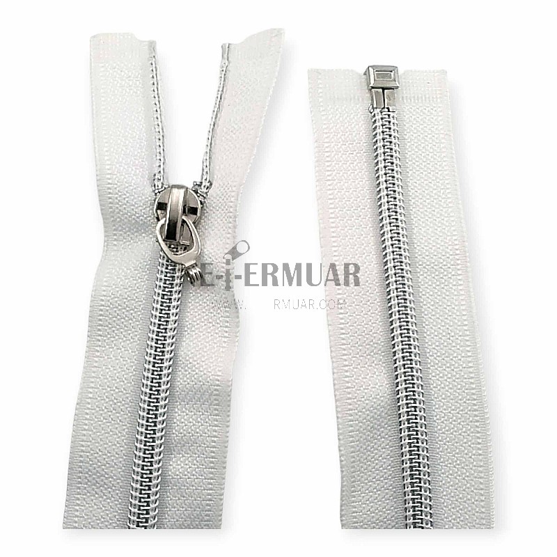 75 cm #5 29,53" Nylon Coil Metallic Teeth Jacket Zipper Open End - Separating ZPSM0075T10