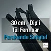Gizli Fermuar 30 cm Etek ve Elbise Fermuarı Siyah kapalı Uçlu ZPHSN0030TUL