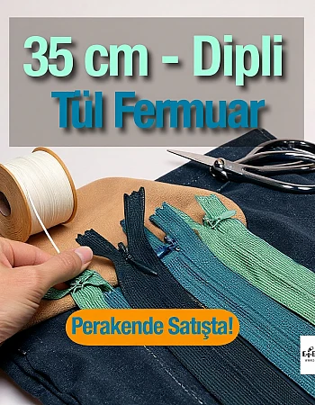Gizli Fermuar 35 cm Tül Elbise ve Etek Fermuarı ZPHSN0035TUL