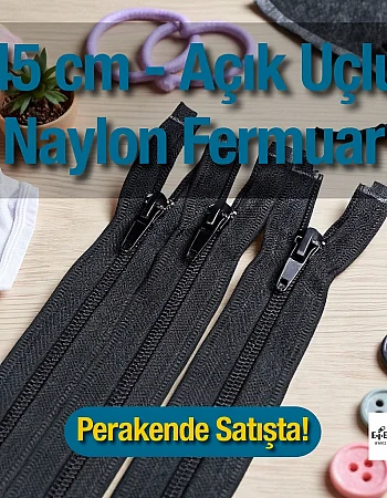  Mont Fermuarı Naylon 45 cm Tip 10 – Açık Uçlu (Separe) / Otomatik Kafa ZPHSN0045T10