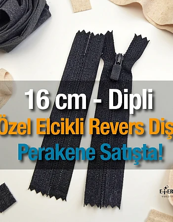 16 Cm Özel Elcikli Naylon Cep Fermuarı Dipli -  NC0016T5Ö
