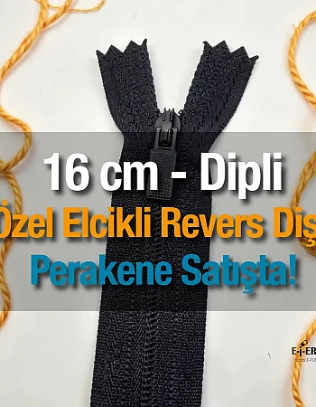 16 Cm Özel Elcikli Naylon Cep Fermuarı Dipli -  NC0016T5Ö
