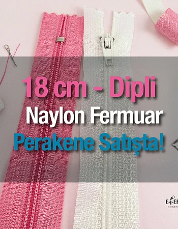 18 Cm Naylon Cep Fermuarı -  Dipli - NC0018T5