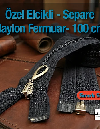100 Cm Naylon Özel Elcikli Ferace Fermuarı Açık Uçlu (Separe)  -  PR00100T10