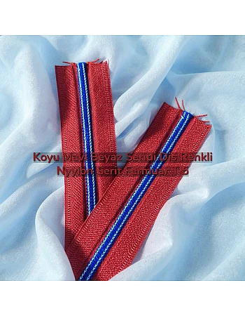 Vibrant Red Fabric Color Dark Blue White Striped Tooth Color Nylon Ribbon Zipper T5 - SRTNYLCBT5