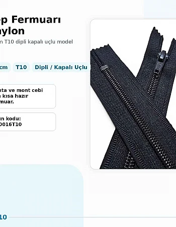 Cep Fermuarı Naylon 16 cm T10 Dipli Kapalı Uçlu NC0016T10