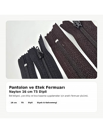 16 Cm Naylon Cep Fermuarı Dipli -  NC0016T5