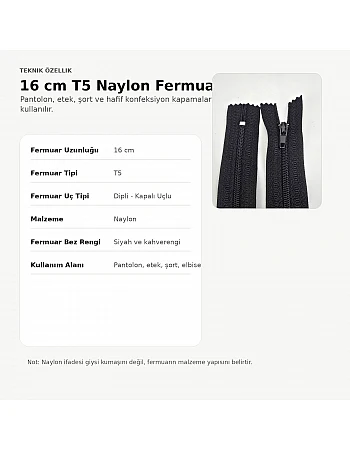 16 Cm Naylon Cep Fermuarı Dipli -  NC0016T5