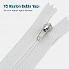 50 cm T5 Beyaz Naylon Dipli Fermuar – Cep ve Çanta Fermuarı ZP0050t5