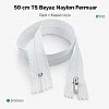 50 cm T5 Beyaz Naylon Dipli Fermuar – Cep ve Çanta Fermuarı ZP0050t5