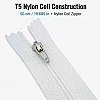 50 cm T5 Beyaz Naylon Dipli Fermuar – Cep ve Çanta Fermuarı ZP0050t5