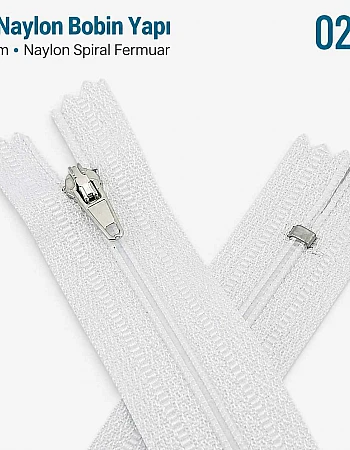 50 cm T5 Beyaz Naylon Dipli Fermuar – Cep ve Çanta Fermuarı ZP0050t5B
