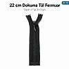 22 cm Siyah Dokuma Tül Dipli Gizli Fermuar – Elbise, Etek ve Abiye Fermuarı ZPG0022DKM