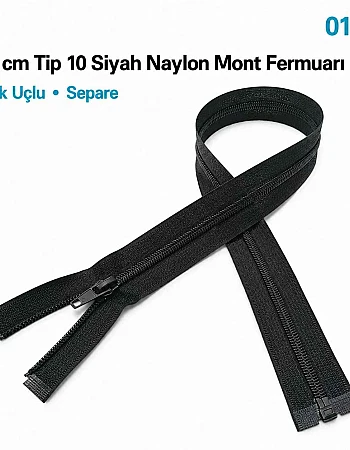 66 cm Tip 10 Siyah Naylon Açık Uçlu Mont Fermuarı – Separe Ceket ve Mont Fermuarı ZPS0066T10