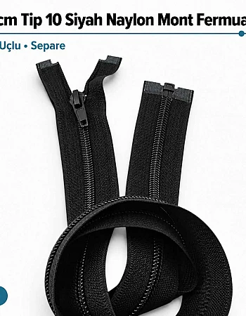 70 cm Tip 10 Siyah Naylon Açık Uçlu Separe Mont Fermuarı – Ceket ve Mont Fermuarı ZPS0070T10