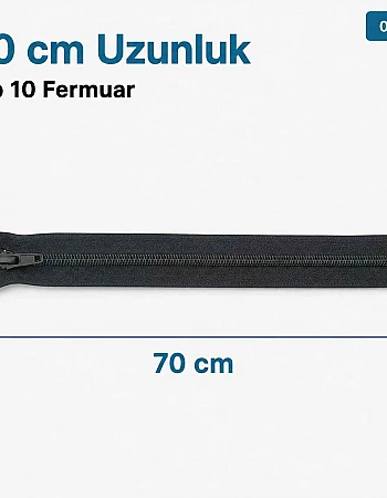 70 cm Tip 10 Siyah Naylon Açık Uçlu Separe Mont Fermuarı – Ceket ve Mont Fermuarı ZPS0070T10