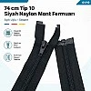 74 cm Tip 10 Siyah Naylon Açık Uçlu Separe Mont Fermuarı – Ceket ve Mont Fermuarı ZPS0074T10